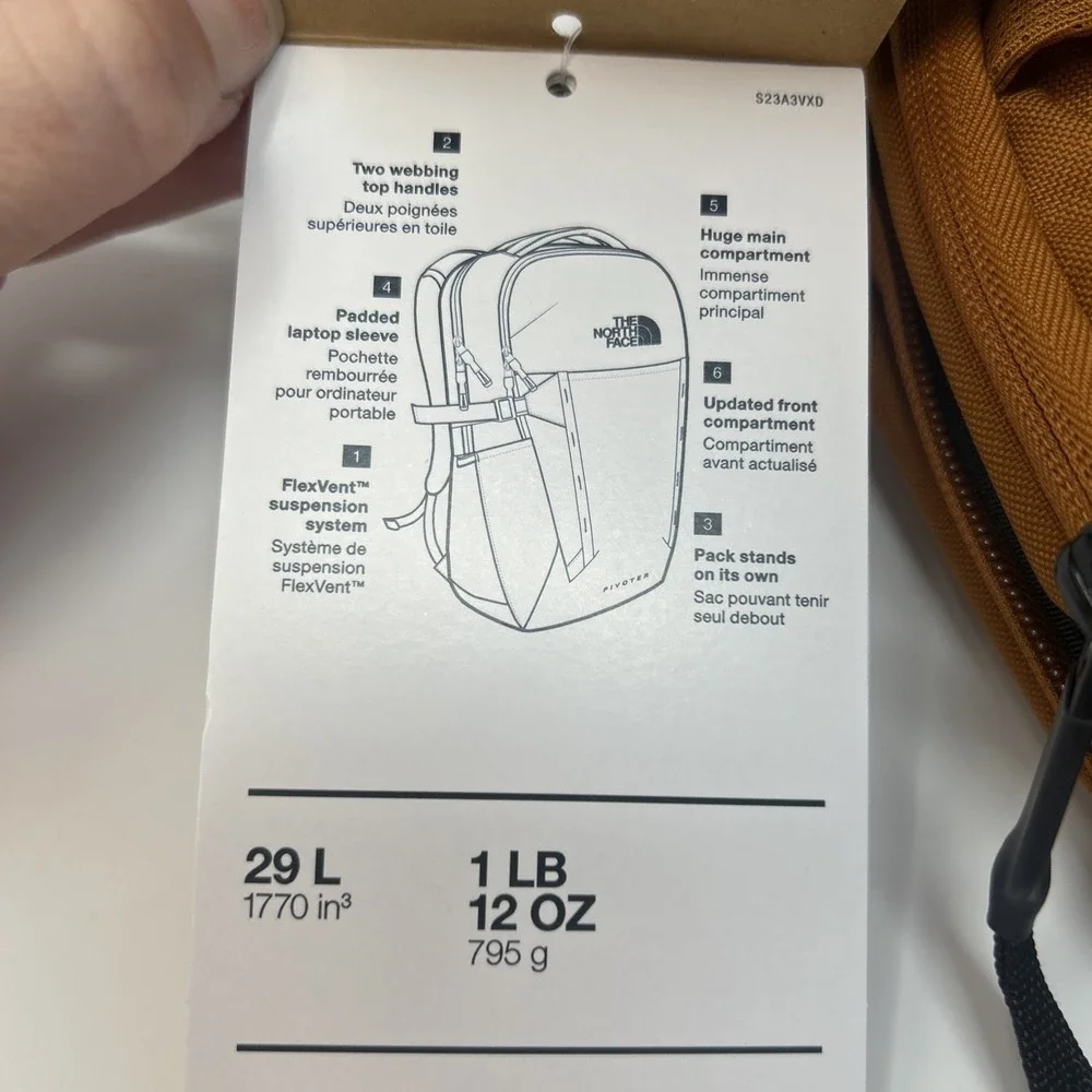 NWT The North Face Pivoter Orange/Brown Backpack FlexVent Laptop Compartment